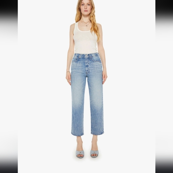 Mother Denim Jeans Size 28 100% Cotton High Rise Straight Leg Light Wash Blue#87